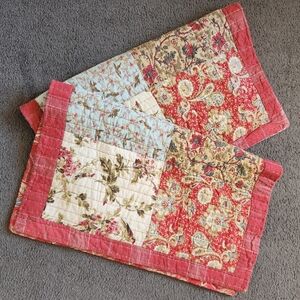 B. SMITH Patchwork Shams Set Of 2 Red Floral Pillowcase Home Bedding 26 x 20